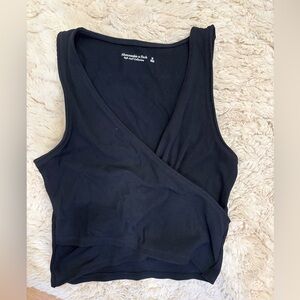 Abercrombie & Fitch Black Sleeveless Wrap Top